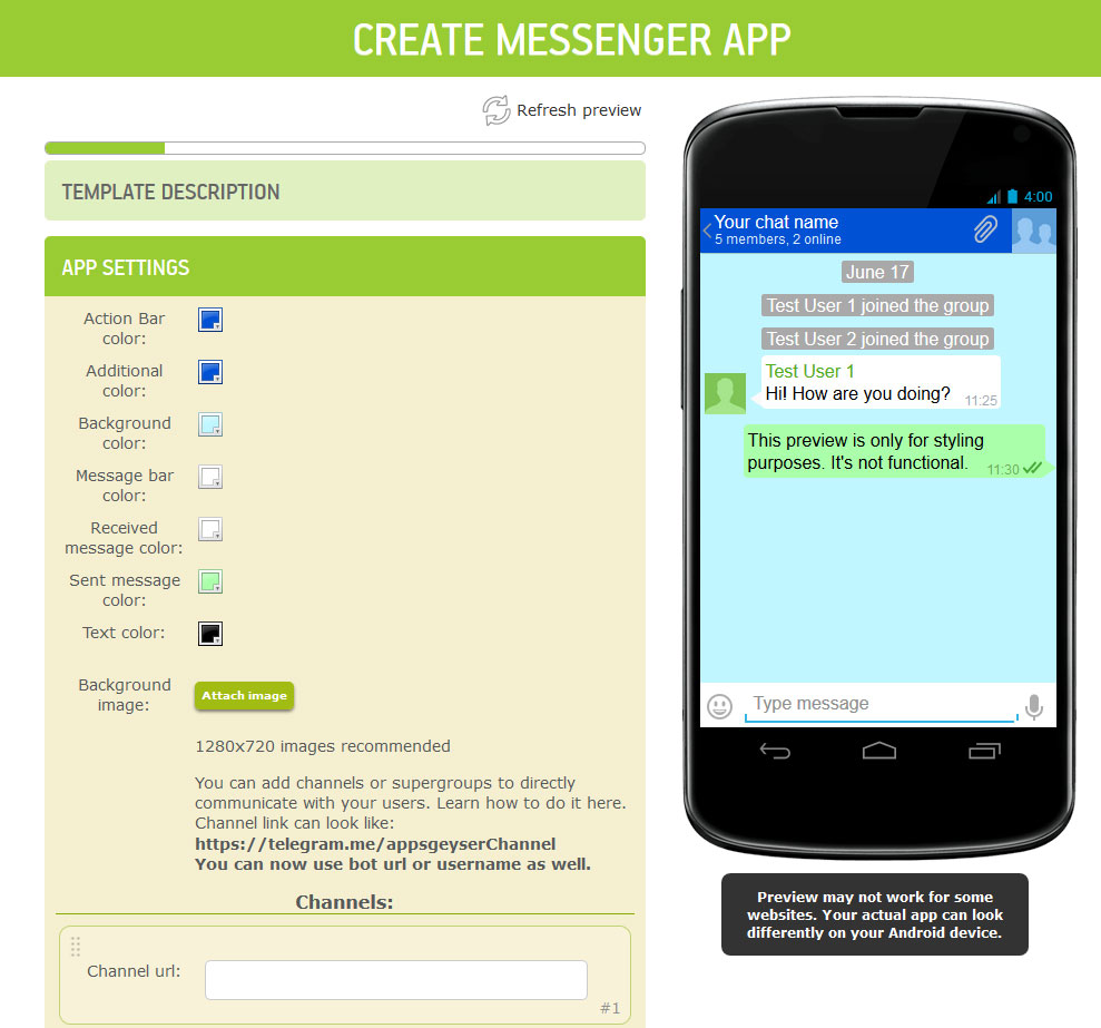 Create Messenger app